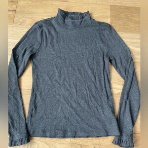J.crew ribbed mockneck with ruffle detail